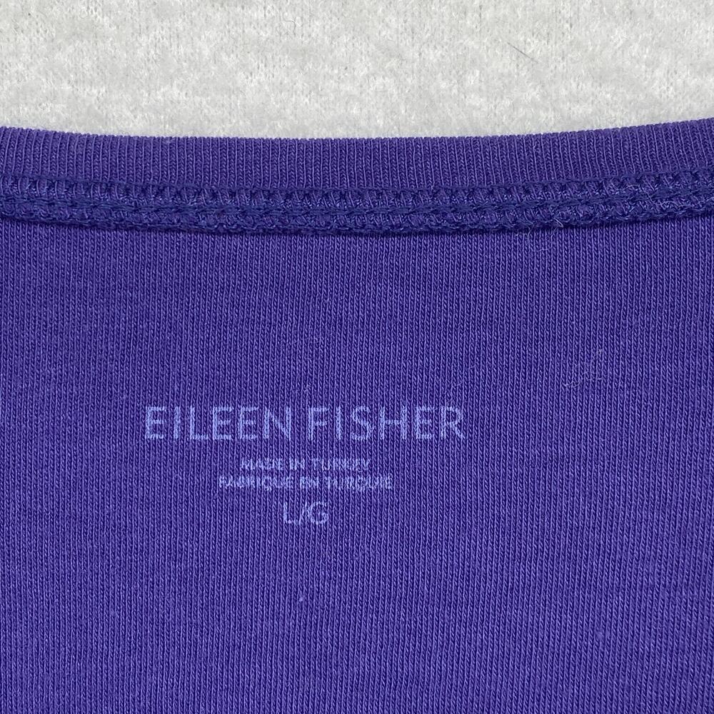 EILEEN FISHER Top L Organic Cotton Interlock Jersey Scoop Neck 3/4 Sleeve Purple - Picture 5 of 10